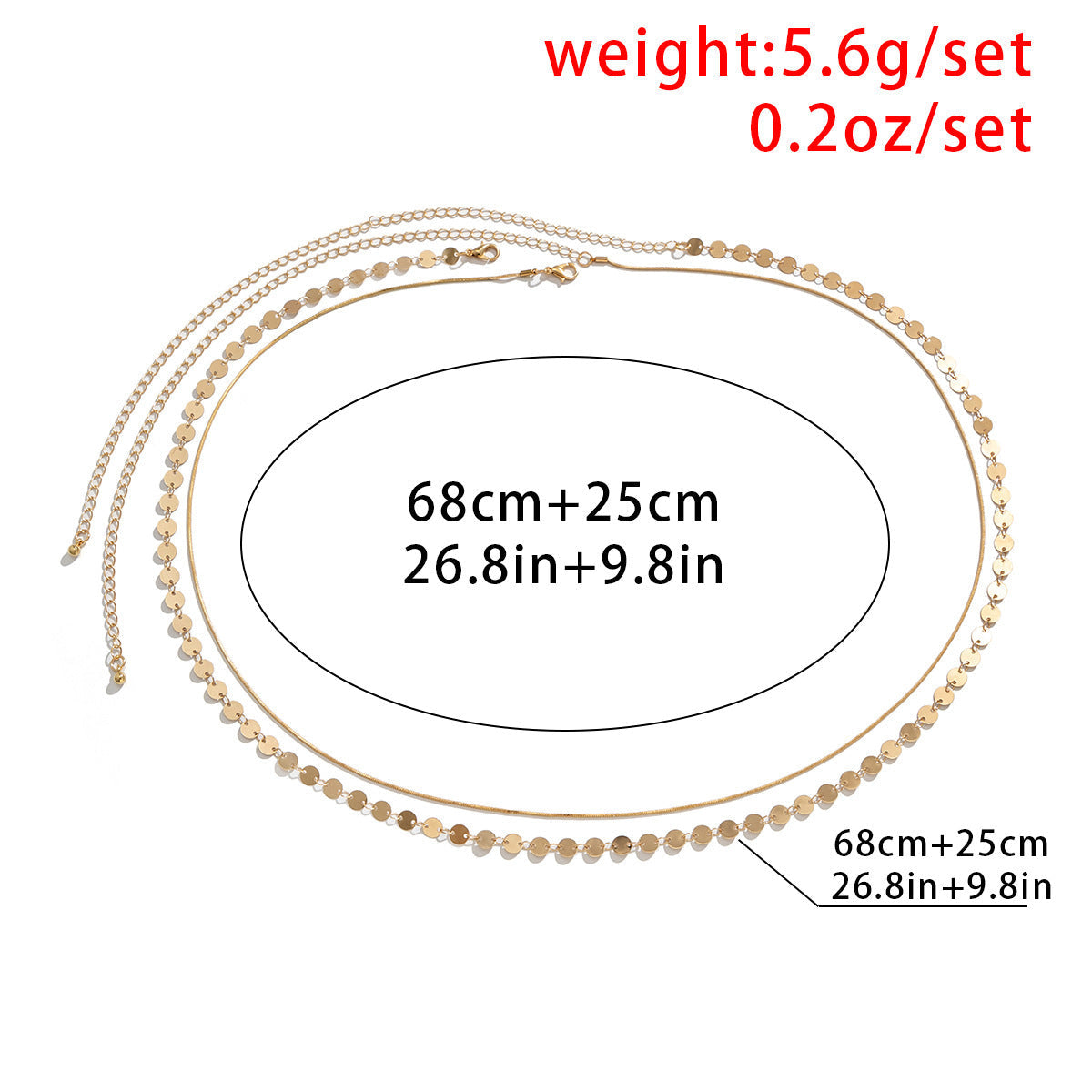 Women Sequin Snake Bone Chain Double Waist Simple Geometric Body Chain