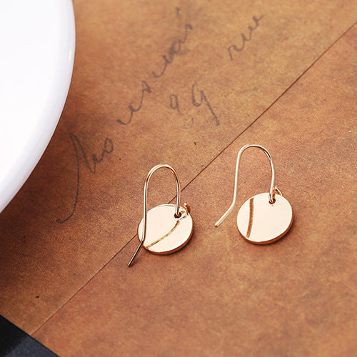 Mental Round Disc Coins Pendant Earring