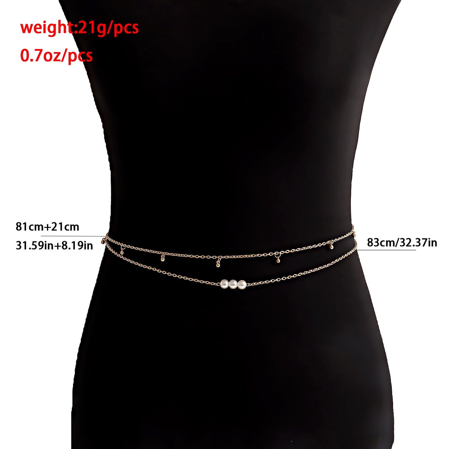 Vintage Double Layer Pearl Bead Chain Belly Chain