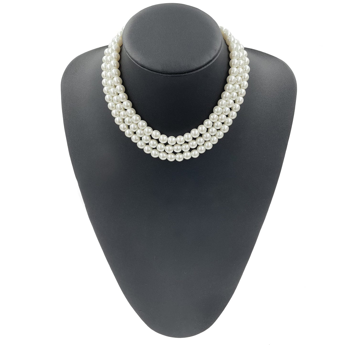 Vintage Dainty Multilayer Faux Pearl Choker Necklaces and Earrings