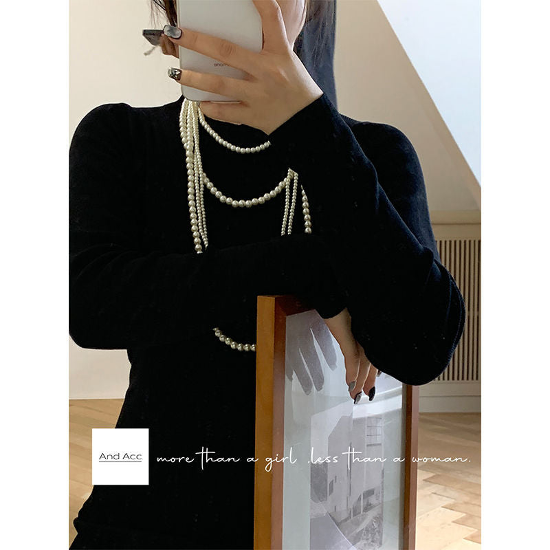 Multi Layer Pearl Necklace Luxury Chain Long Pearl Woman Necklace Jewelry