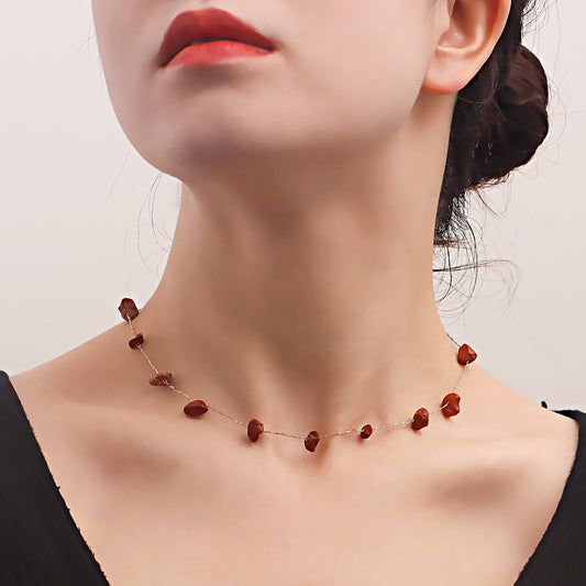 Beach Colorful Natural Irregular Stone Necklace