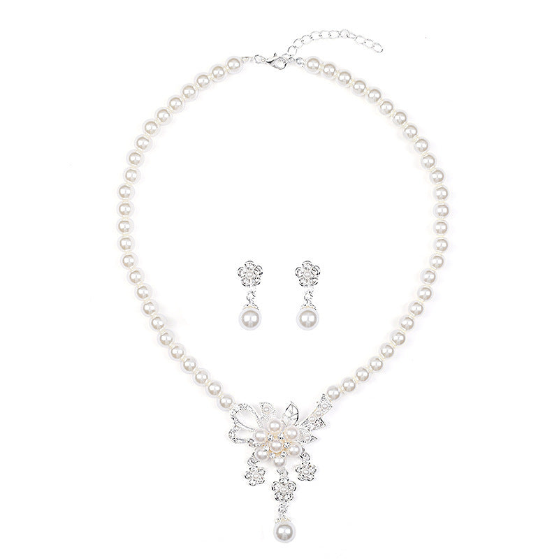 Rhinestone Pearl Wedding Jewelry Set for Bride Bridesmaid