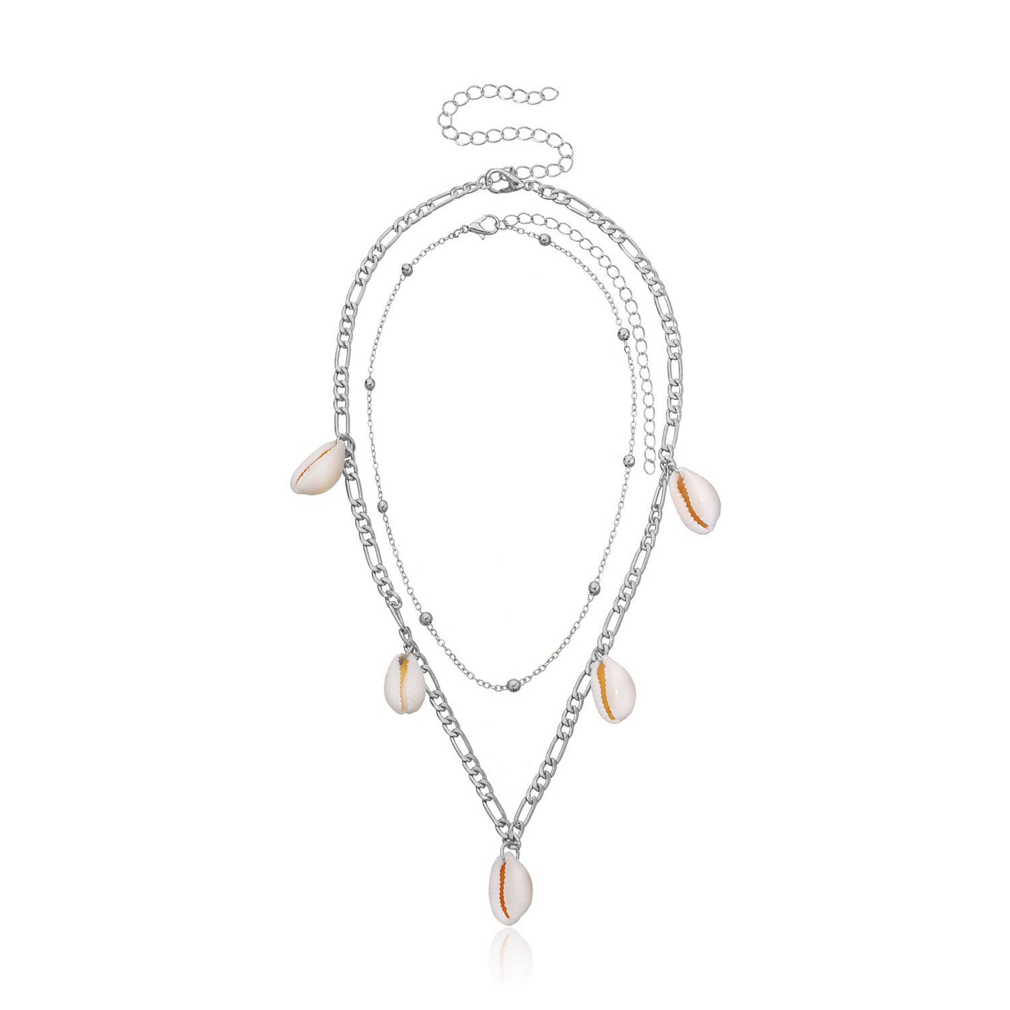 Sea Shell Pendant Bead Chain Choker Necklace