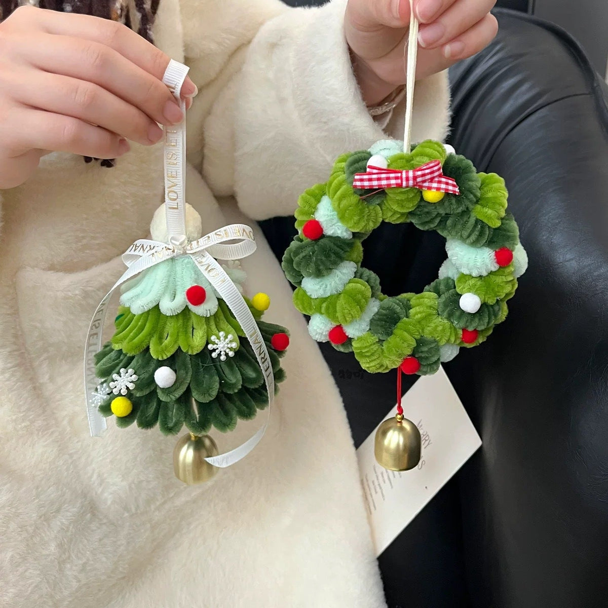 Christmas tree twist stick DIY handmade wind chime car hanging door hanging decoration pendant shopping mall activities