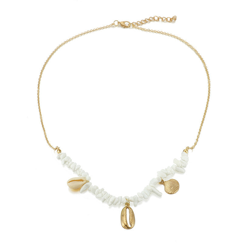 Starfish Shell Stone Pendant Necklace for Women