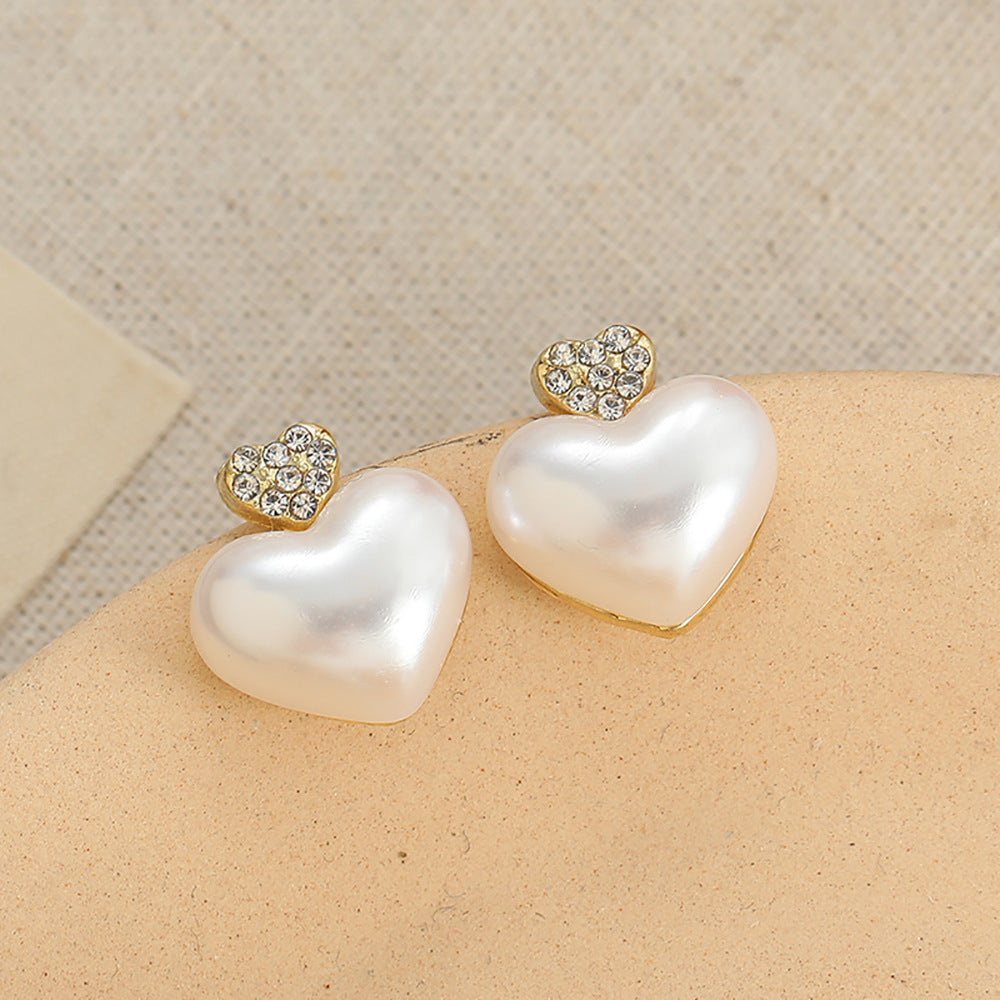 Peach Heart Pearl Earrings