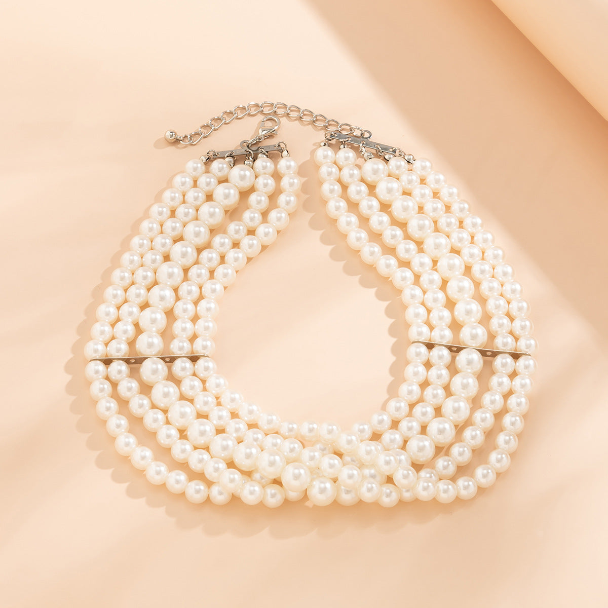 Handmade Beaded Multi Layer Pearl Necklace Statement