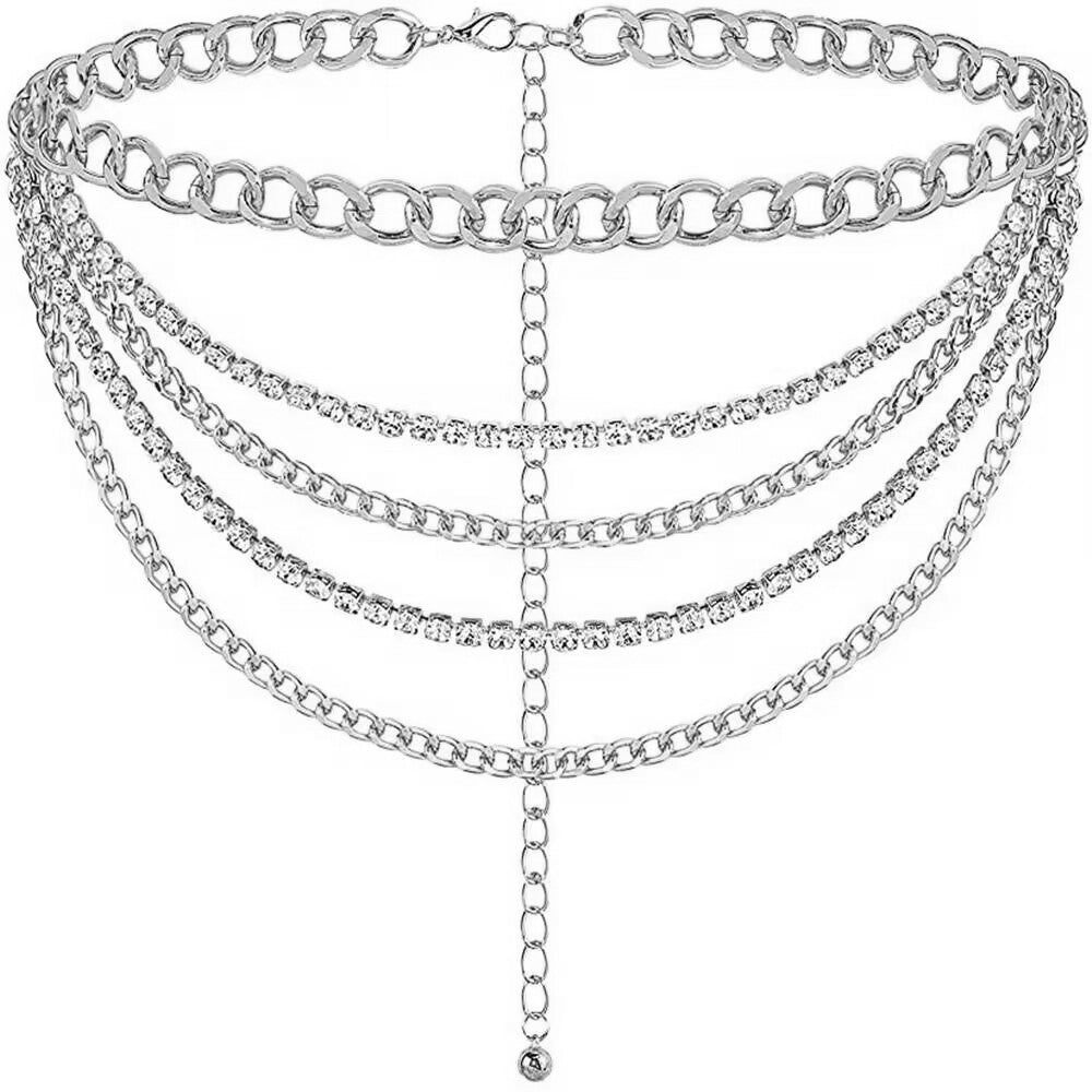 Punk Multilayered Rhinestone Chain Jeans Pants Gothic Keychains