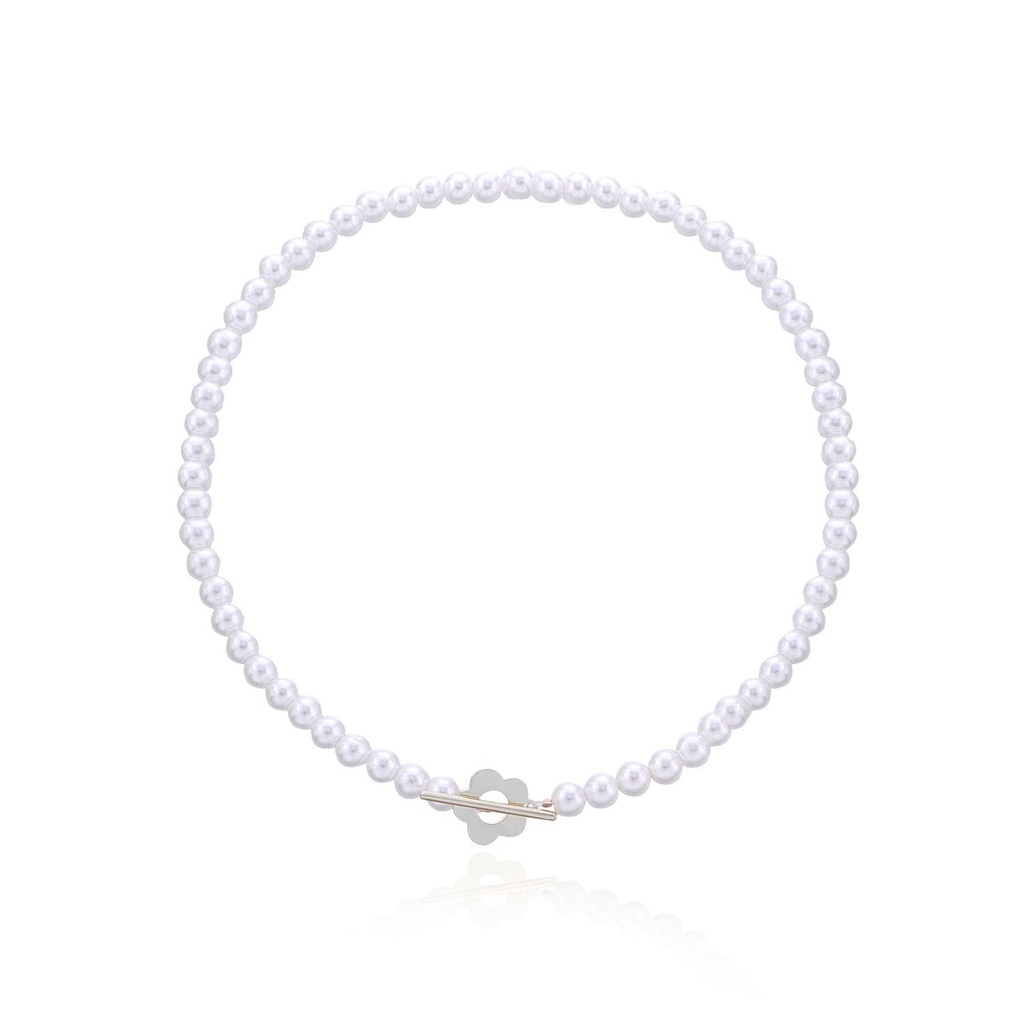 Bohemian Style OT Buckle Flower Shape Pearl Choker Necklace