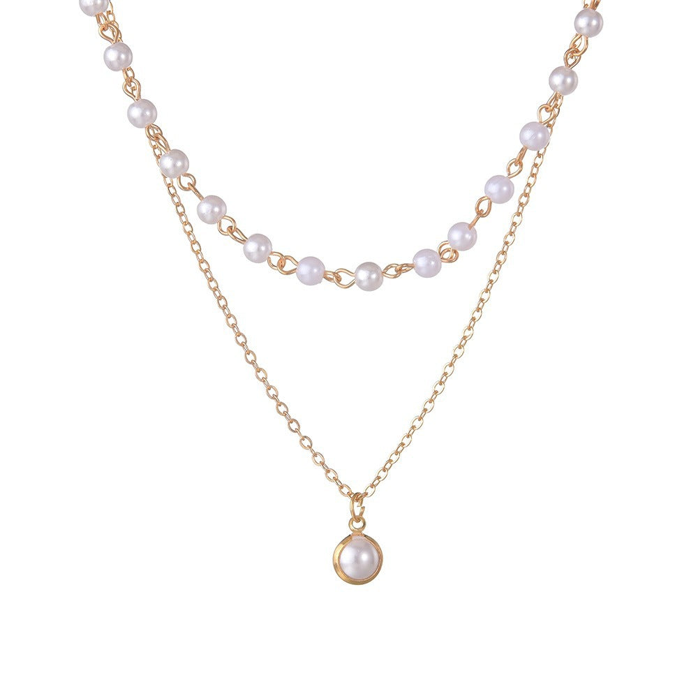 Chain Pearl Necklace for Women Baroque Metal
