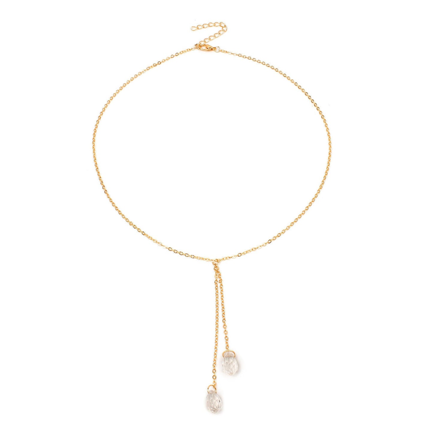 Long Sweater Crystal Fashion Necklace