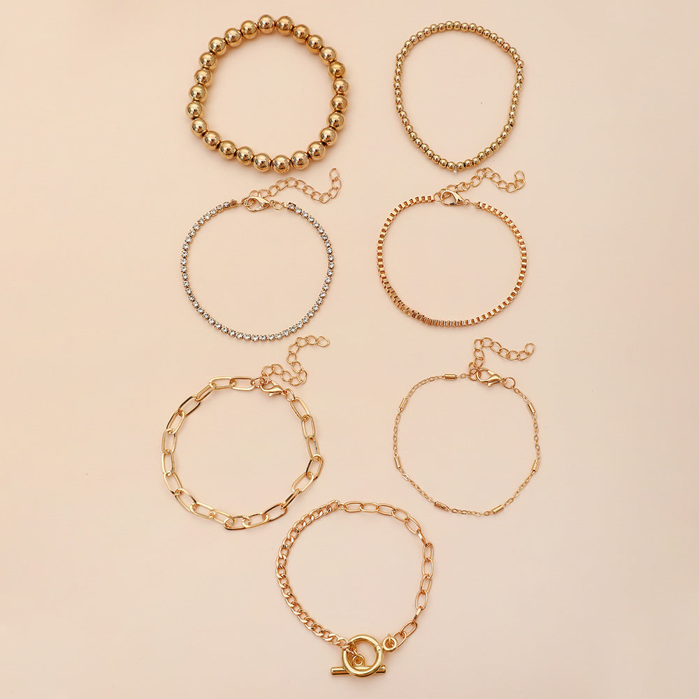 Multi-layer Rhinestone Chain Geometric Hollow Bracelet Set