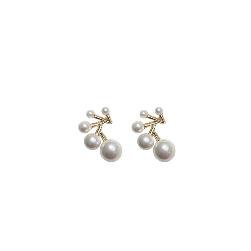 ong Drop Earrings White Pearl Branch Earrings for Women