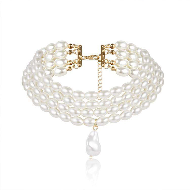 Multi Layer Baroque Pearl Choker Necklace for Women