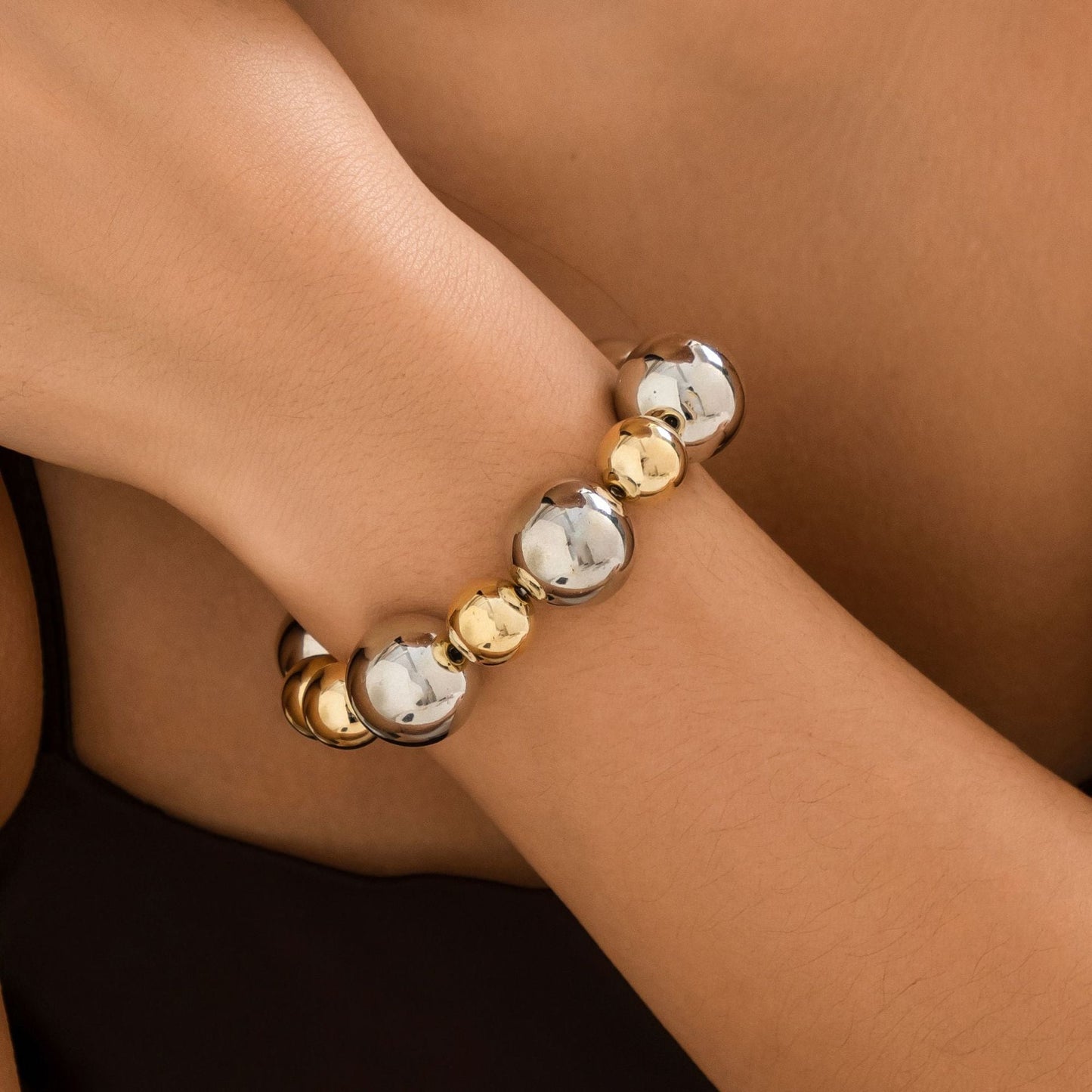 Women CCB Beads Imitation Pearl Collar Choker Necklace