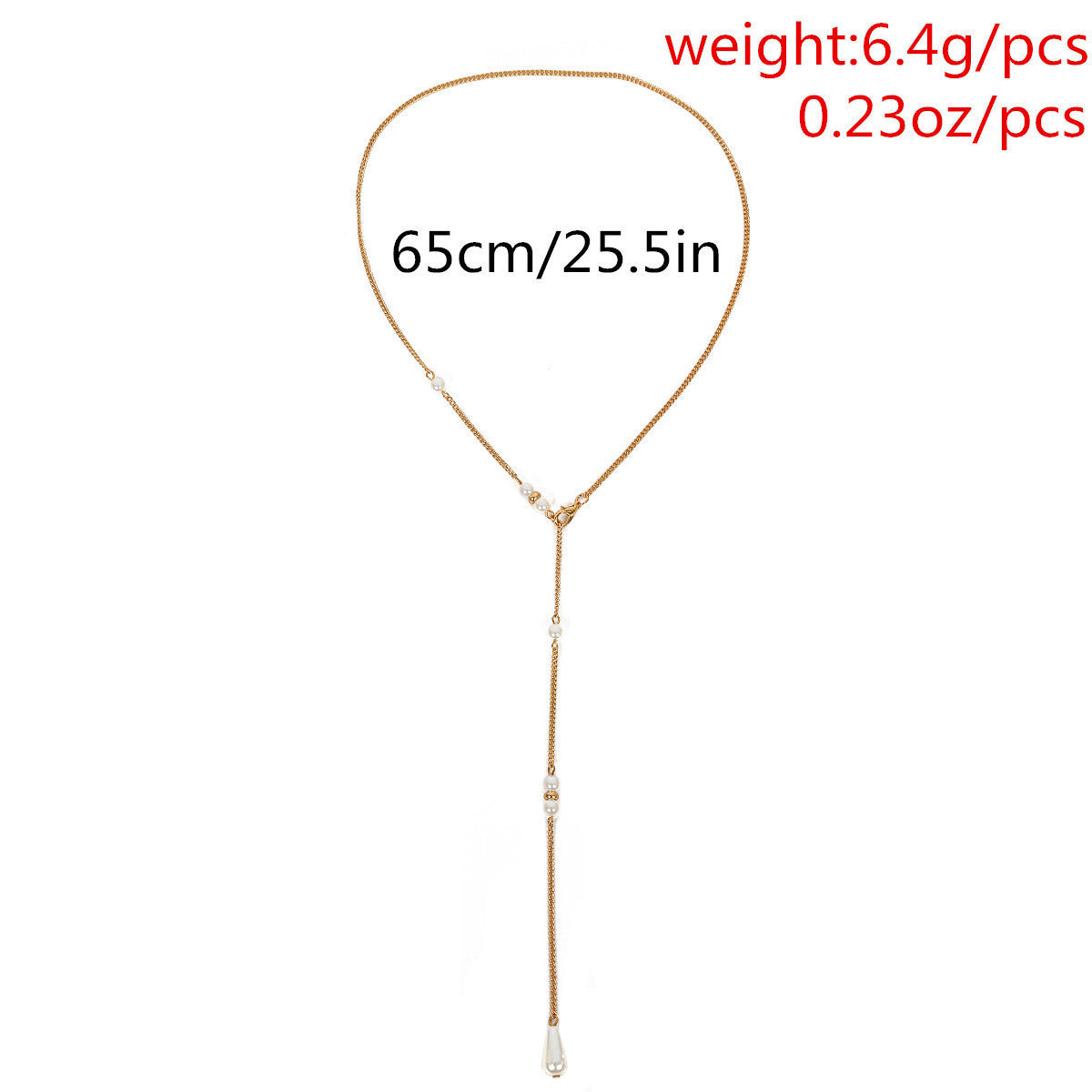 Long Tassel Back Chain Pearl Bead Necklace