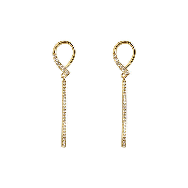 Long Rhinestone Tassel Drop Earrings