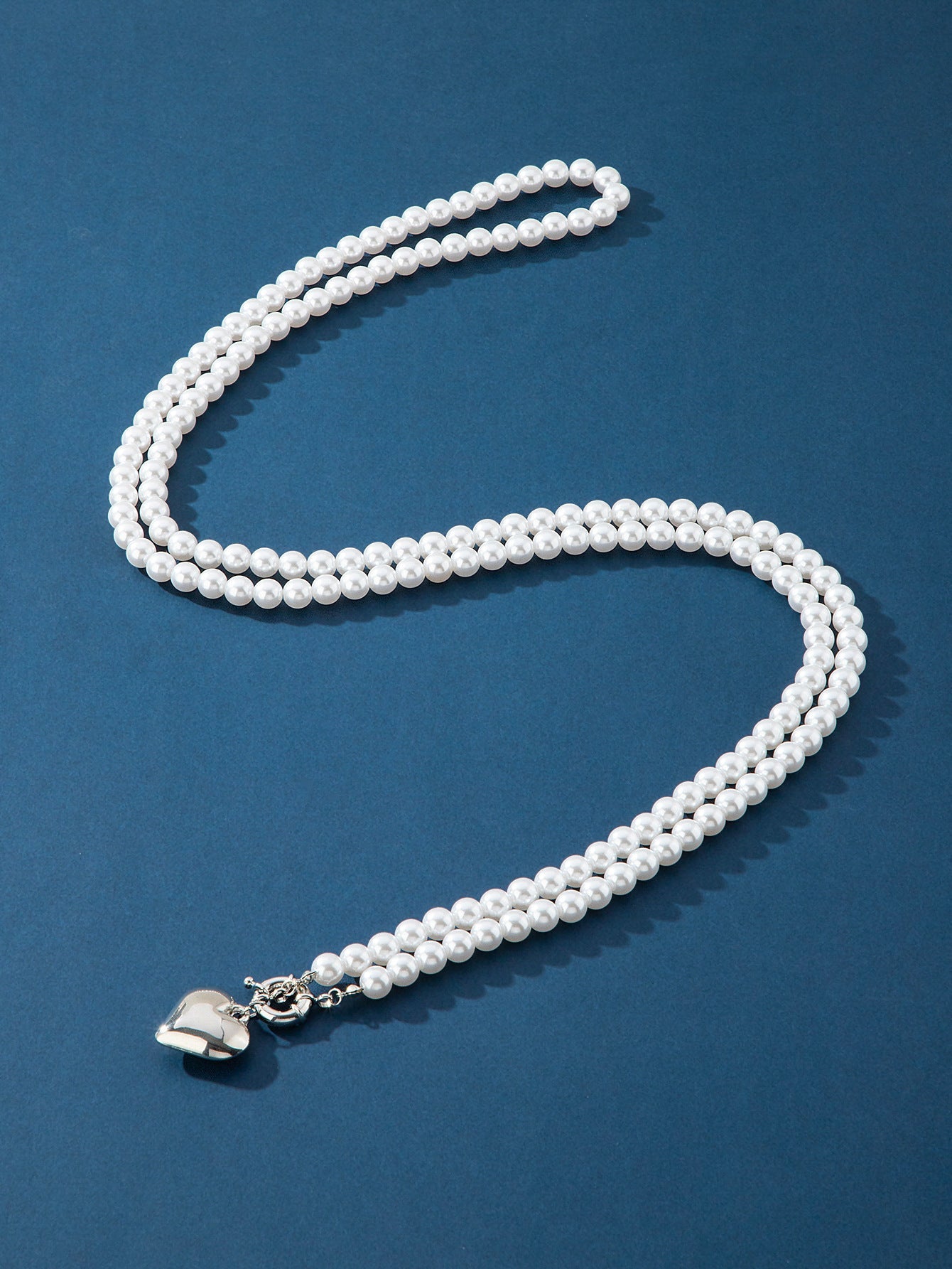 Imitation Pearl Multilayer Choker Necklace for Women Elegant Heart Pendant Necklace