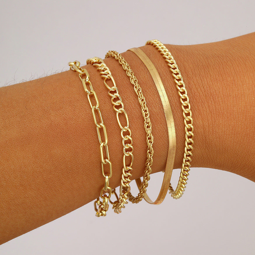 Girls Twist Snake Boho Chunky Chain Bracelets Set