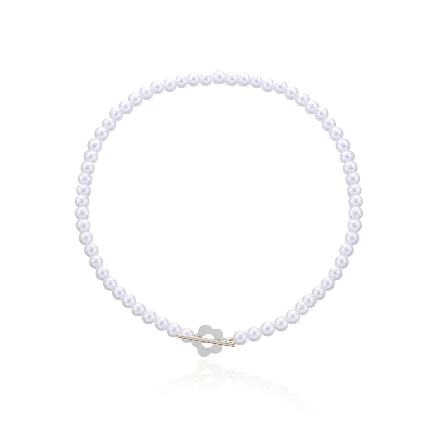 Bohemian Style OT Buckle Flower Shape Pearl Choker Necklace