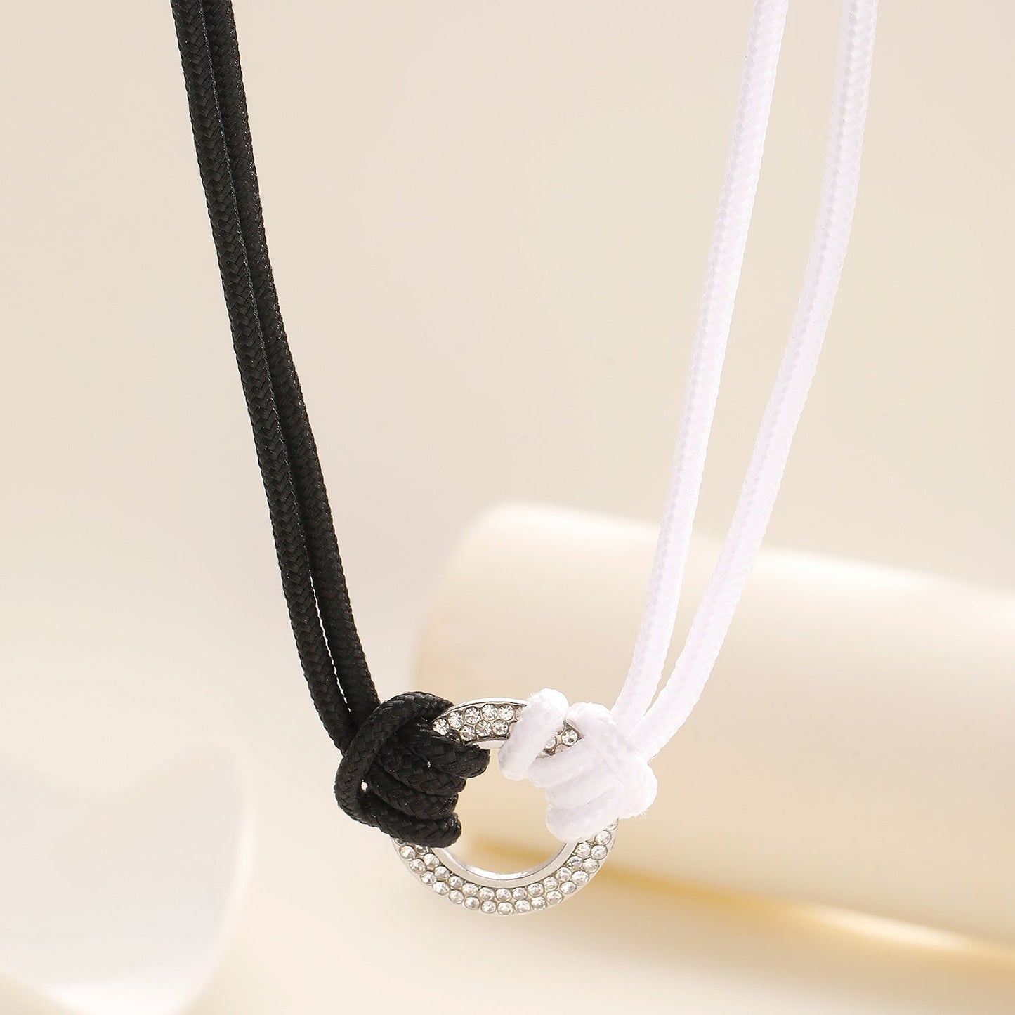 Vintage Round Rope Handmade Knot Choker Geometric Pendant