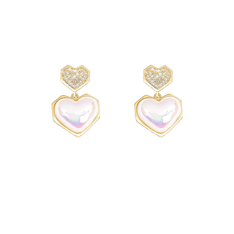 Heart Pearl Charm Drop Earring Earrings