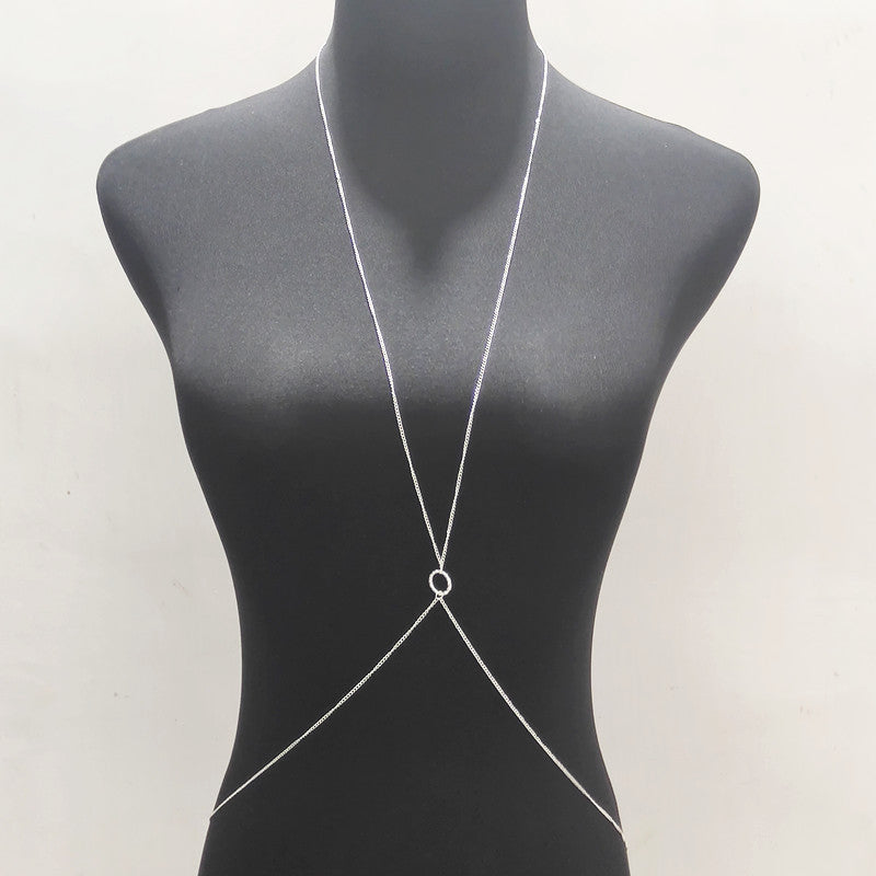 Sexy Beach Bodychain Multi-layered Cross Nightclub Shiny Chestchain