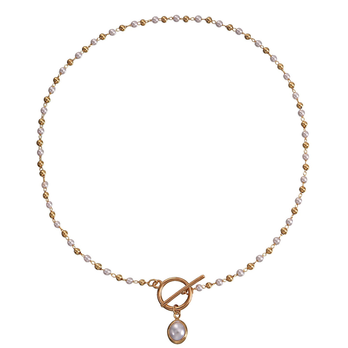 Beads Chain Charms Pearl Necklace
