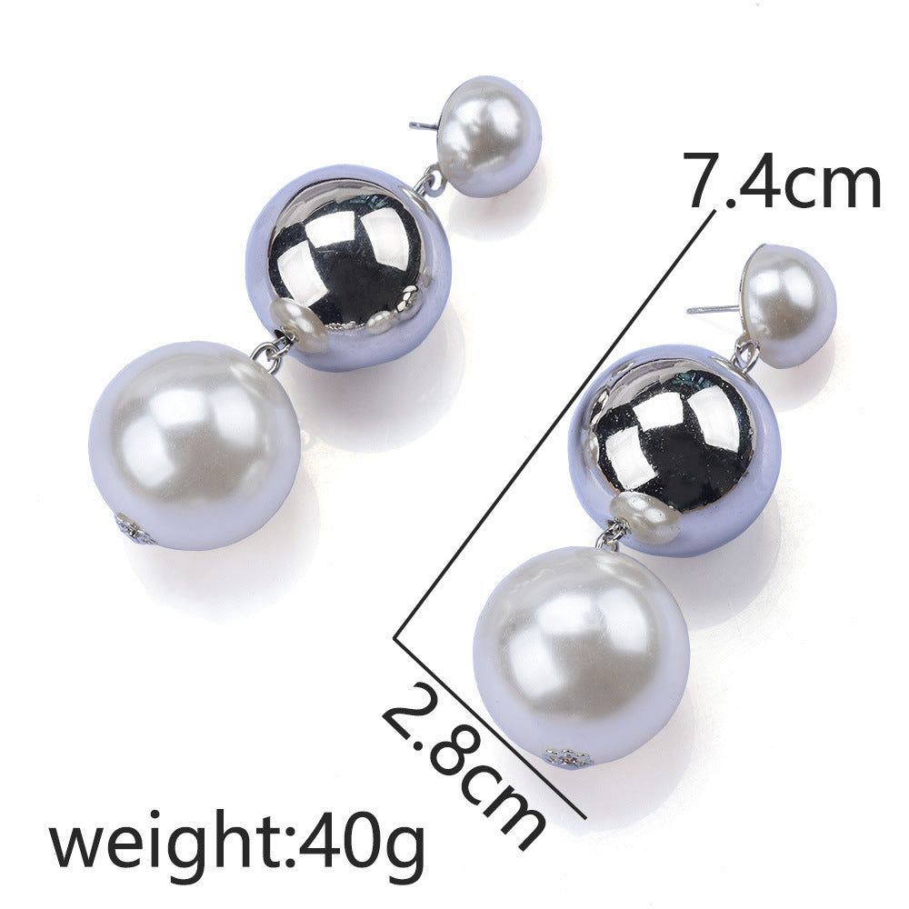Hip-hop CCB Round Beaded Round Earrings