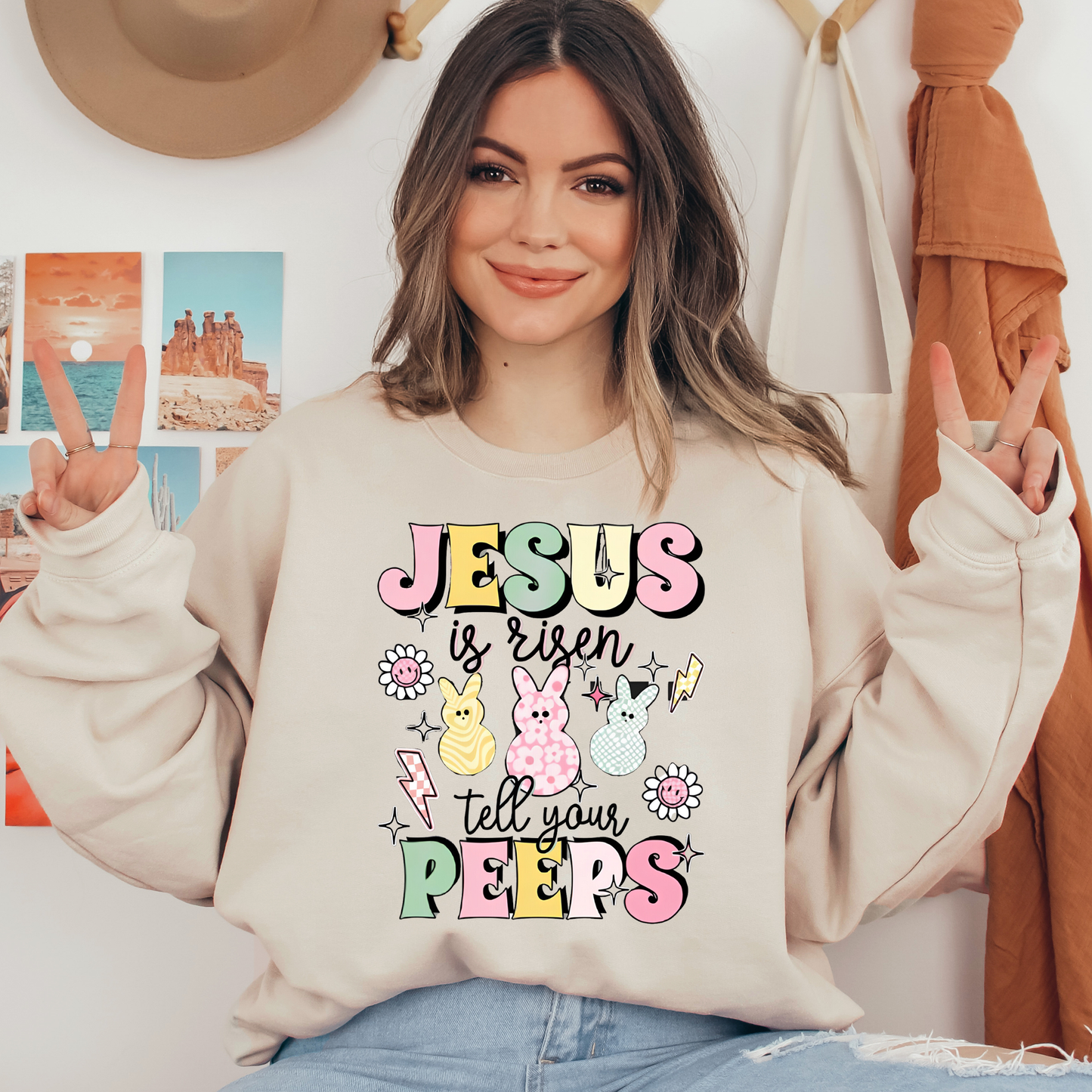 Jesus Is Risen Teel Your Peeps Ready To Press DTF Transfers, DTF Hot Peel