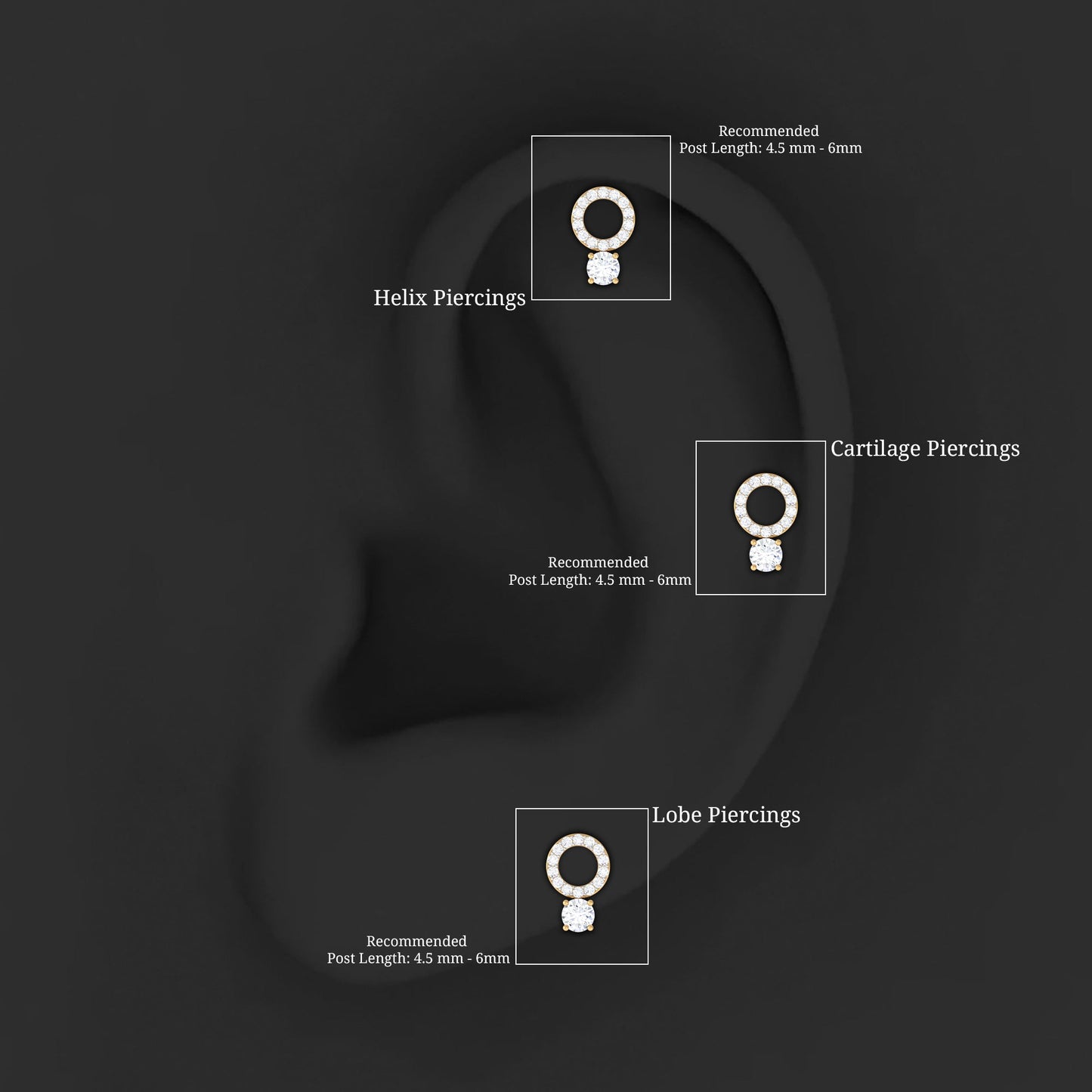 Certified Moissanite Open Circle Cartilage Earring for Women