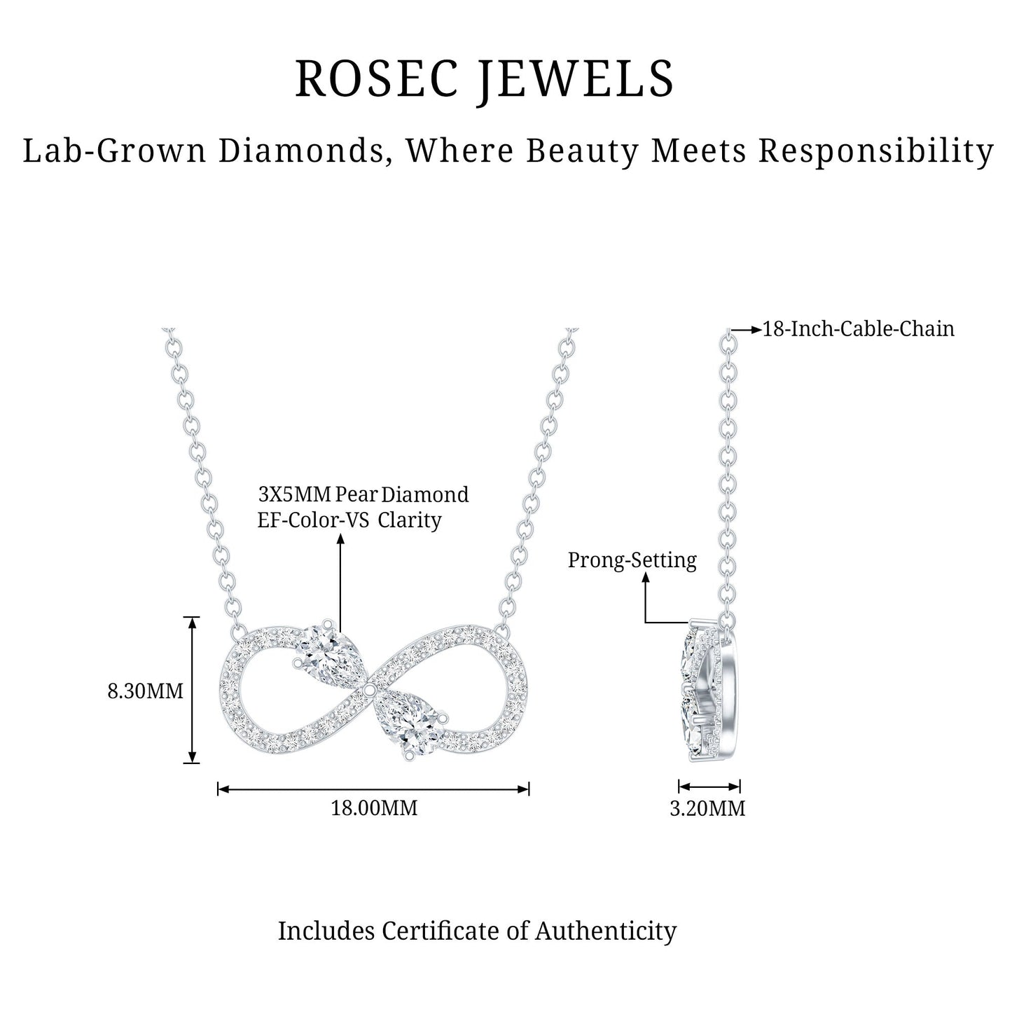 Lab Grown Diamond Forever Knot Teardrop Necklace