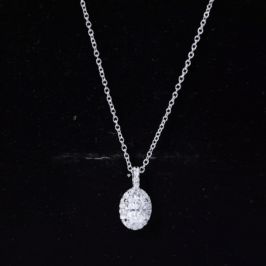 0.4 Carat Oval Moissanite Bridal Pendant Necklace