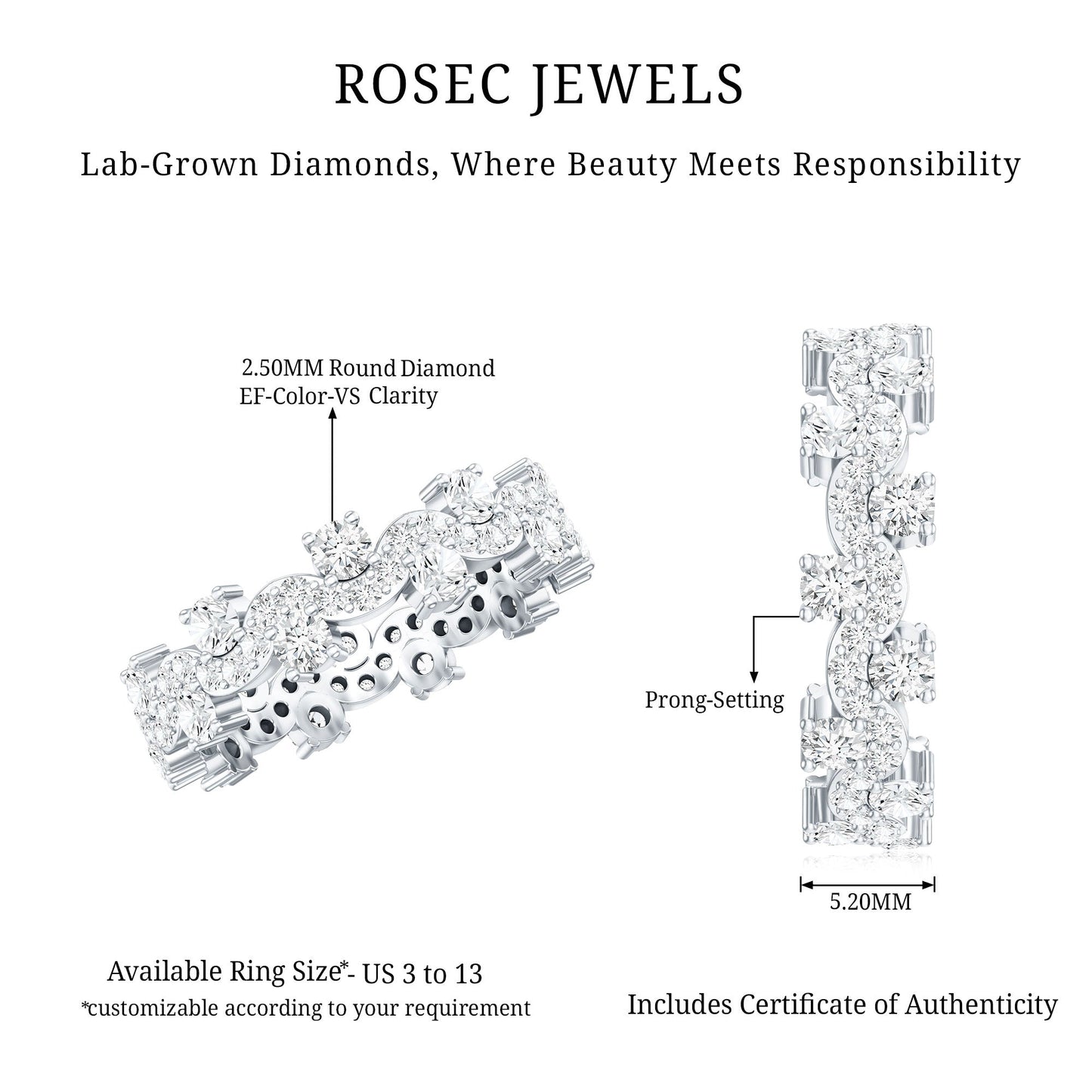Certified Lab Grown Diamond Designer Wedding Eternity Ring