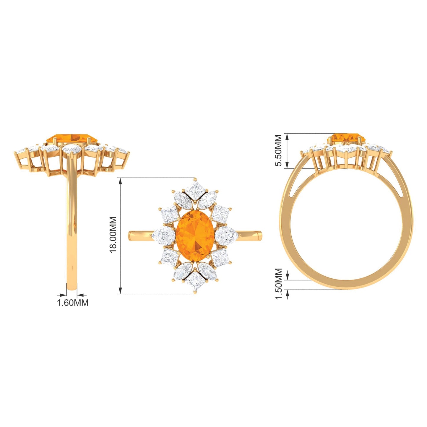 1 Carat Oval Fire Opal Cocktail Engagement Ring with Moissanite