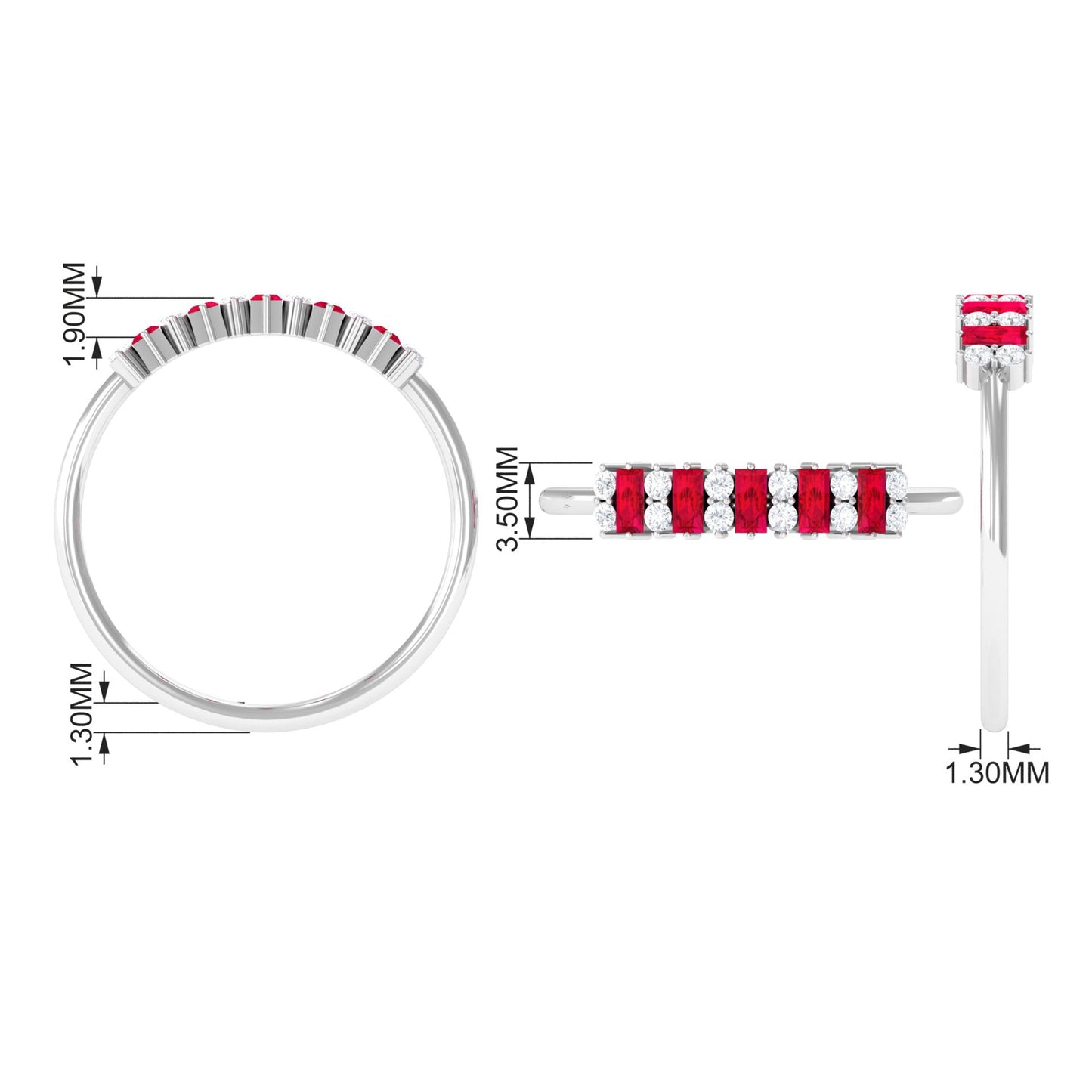 Minimalist Lab Created Ruby and Diamond Cluster Promise Ring