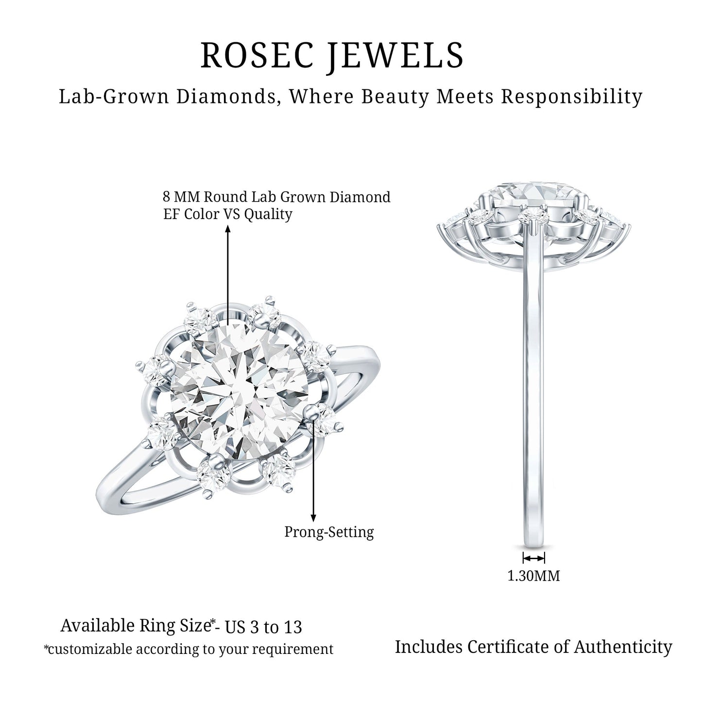 2 Carat Lab Grown Diamond Statement Engagement Ring