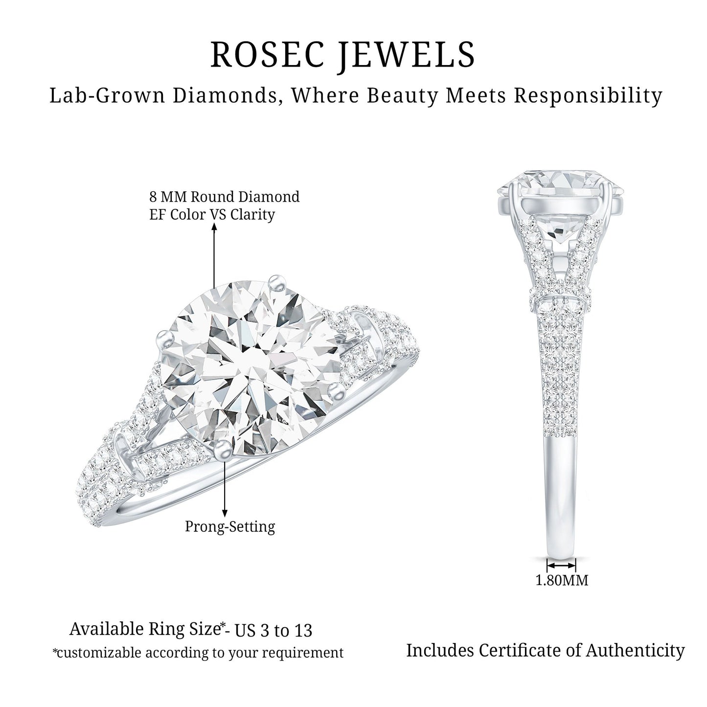 Certified Brilliant Cut Diamond Split Shank Engagement Ring