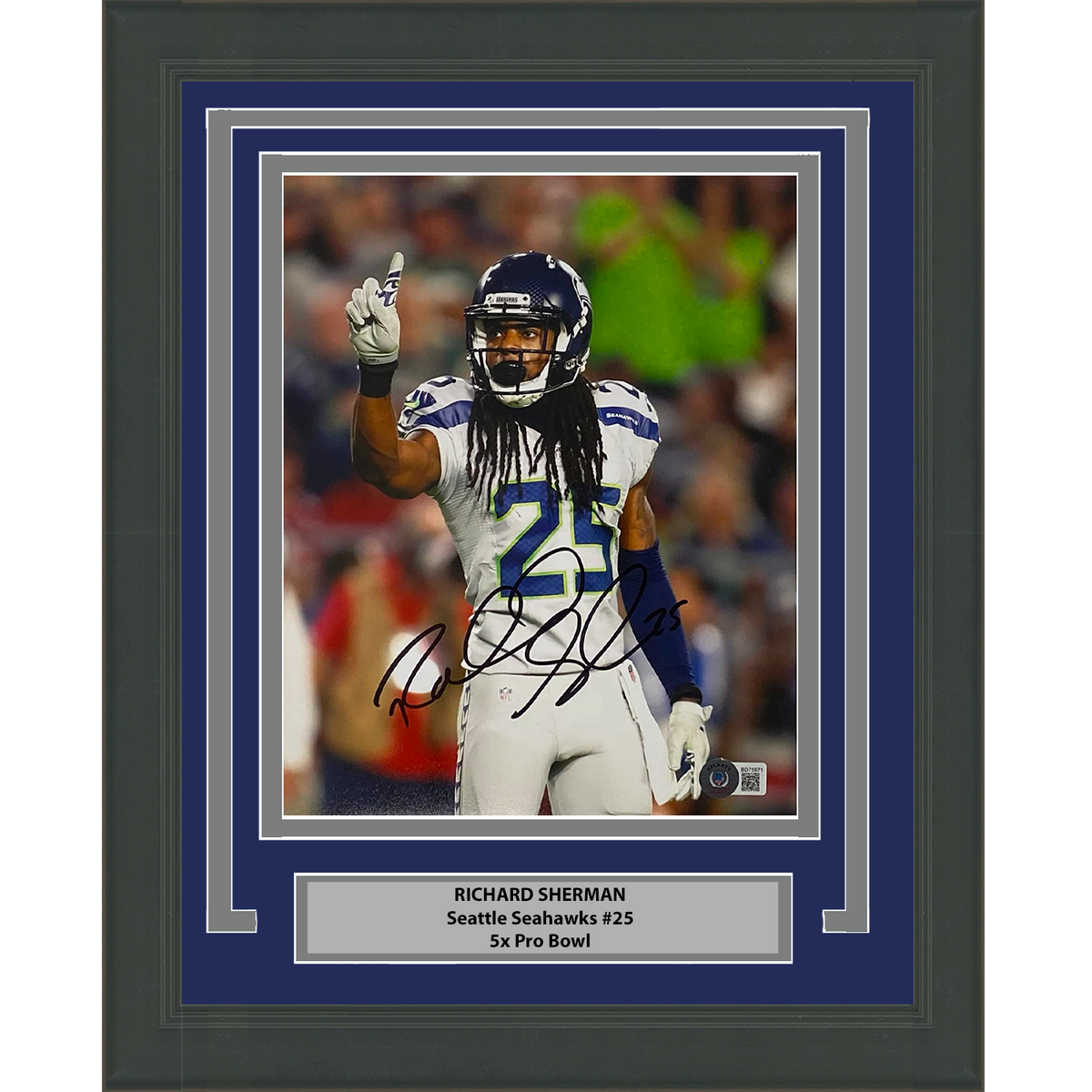 Framed Autographed/Signed Richard Sherman Seattle Seahawks 8x10 Football Photo Beckett BAS COA