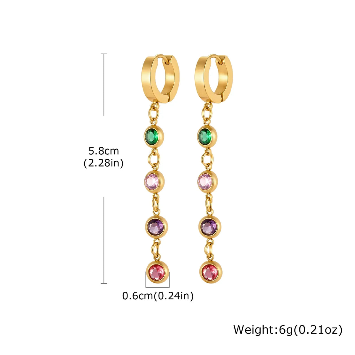 Dainty Colorful CZ Station Choker Necklace, Womne's Gold Plated Stainless Steel Chain Tarnish Free Stackable Jewelry Waterproof