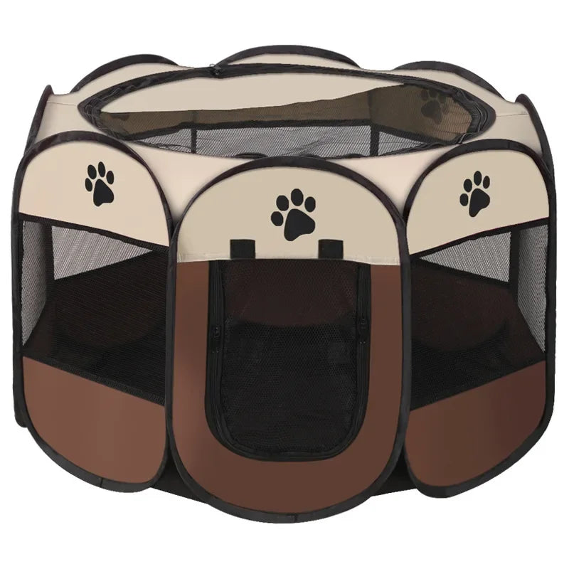 Foldable Pet Tent Kennel Cat Delivery Room Octagonal Fence Puppy Shelter Detachable Summer Pet Tent Outdoor Cat Cage Dog Fences