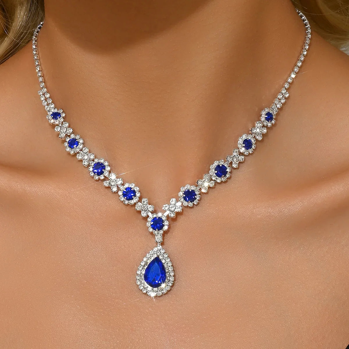 1PC Women's Fashion Waterdrop Flower Design Necklace Jewelry Suitable for Date, Party, Festival Gifts-2172