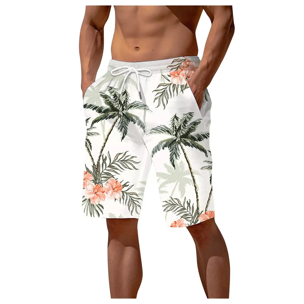 Men's Palm Tree Gradient Pattern Fashion Shorts Boys Summer Cool Hawaii 3D Printed Casual Swim Trunks Quick Dry Surfboard Shorts