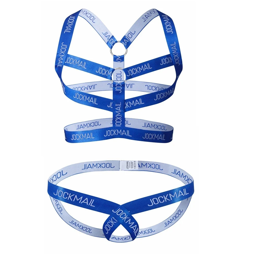 Sexy Gay Men Underwear Bondage Mens Harness Thongs Set Body Chest Costume G-string Jockstrap Lingerie Man Halter Neck Hollow Out