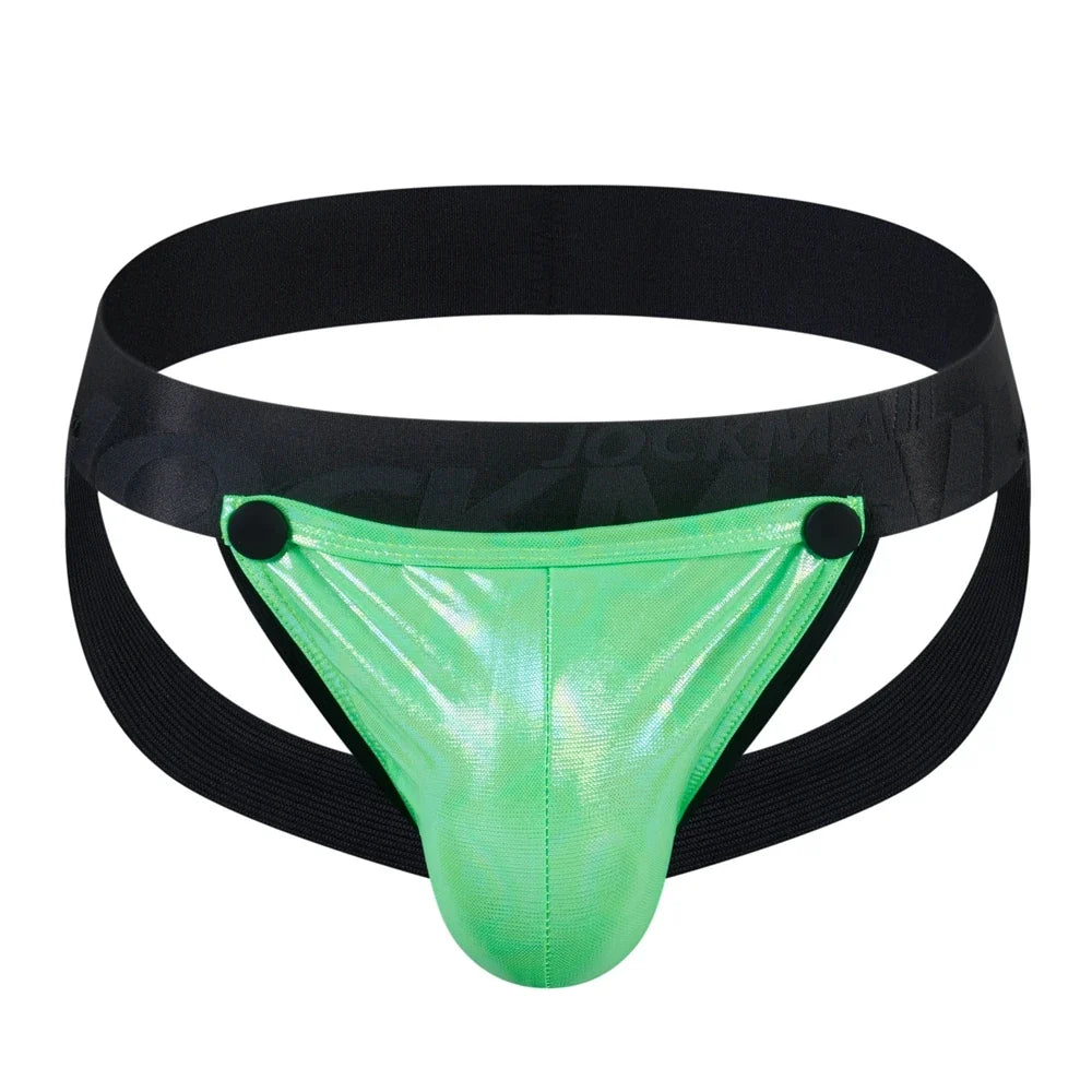 Men PU Faux Leather Jockstrap Harness Men Bondage Fetish Gay Hombre Stage Nighclubwear Sexual Underwear Removable Penis Pouch