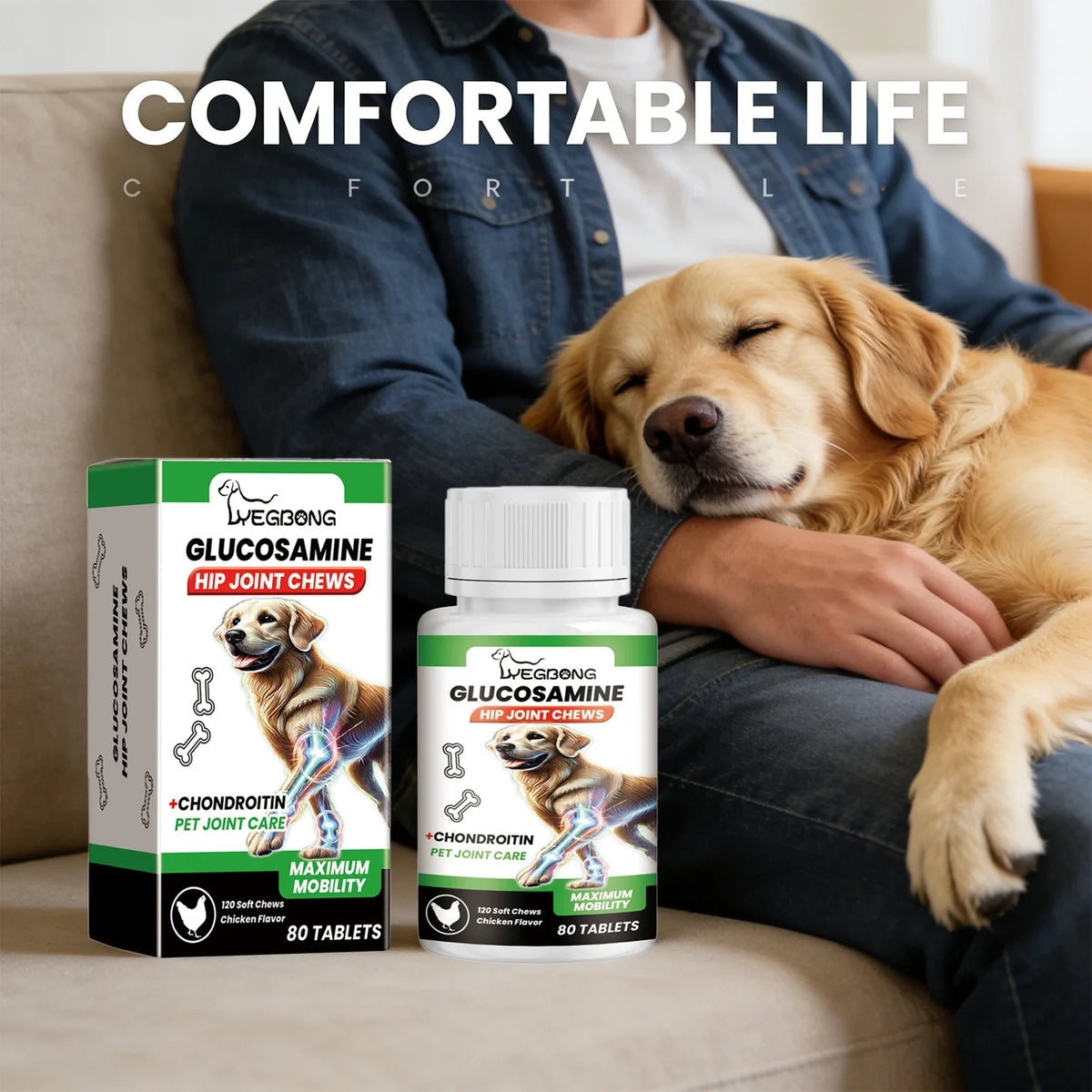 Pet Joint Chew Nourishing Alleviating Joint Discomfort Enhance Vitality Cartilage Tissue Joint Care Tablets Nutrition Supplement
