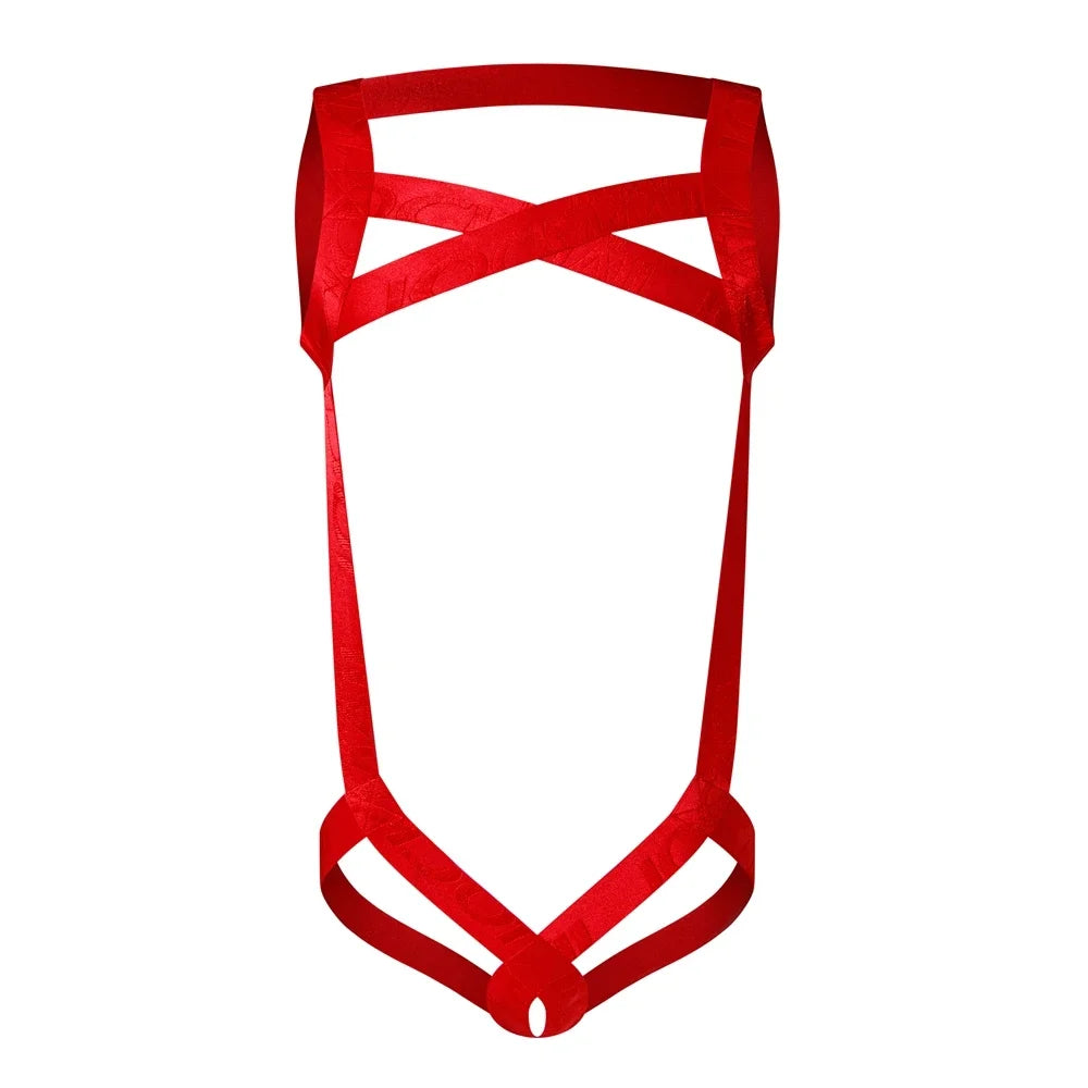 Sexy Lingerie Man Harness Chest Bodysuit Fetish Men Hollow Out Bondage Jockstrap Gay Underwear Men's Jumpsuit Ring Strap Fun