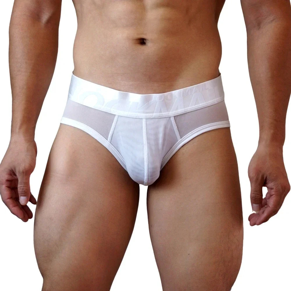 Jockmail Men Briefs Mens Panties Sexy Transparent Mesh Ice Silk Gay Men Underwear Sissy Men Underpants Ropa Interior Hombre