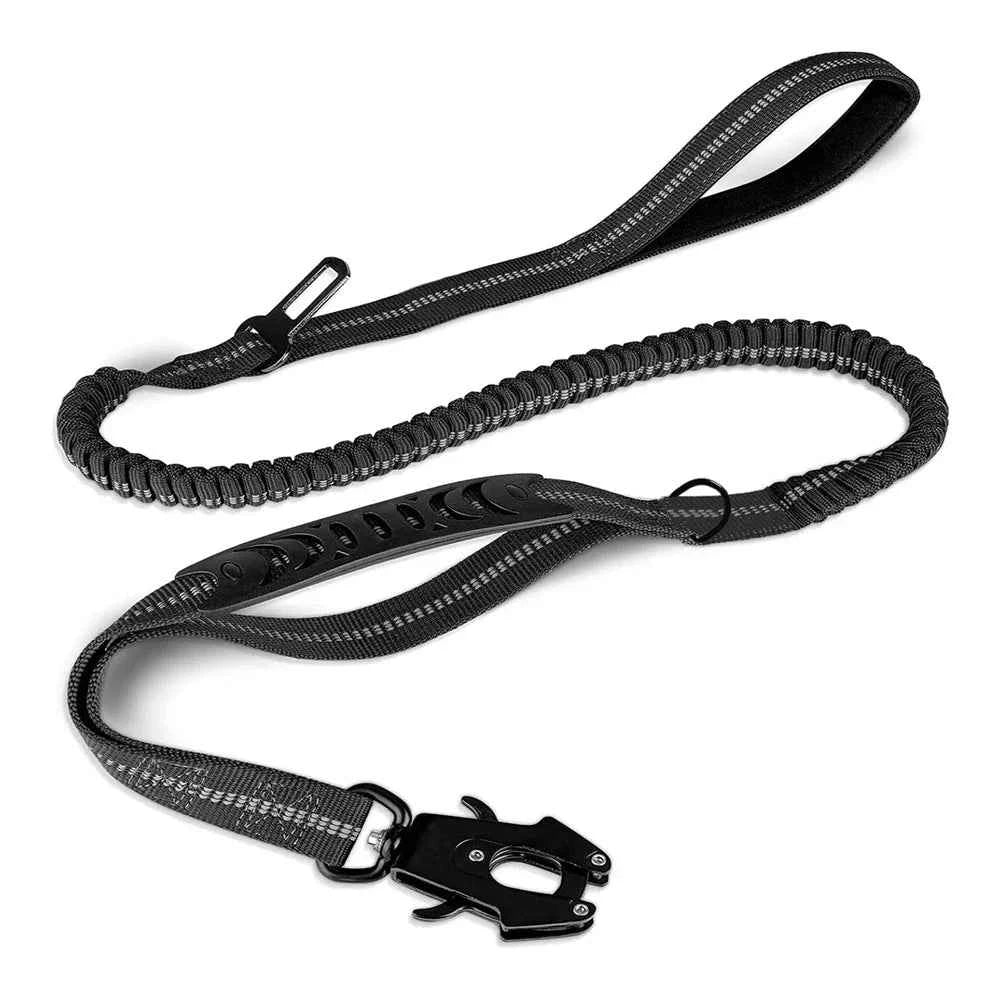 Reflective Tactical Bungee Dog Leash with Seatbelt